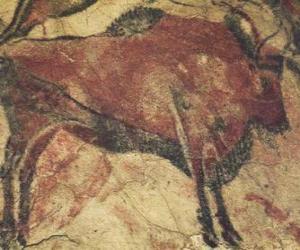 yapboz Mağara resim bir mağaranın duvarında bir bufalo temsil